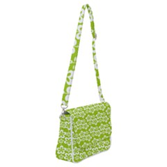 Lime Green Flowers Pattern Shoulder Bag With Back Zipper by GardenOfOphir