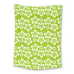 Lime Green Flowers Pattern Medium Tapestry by GardenOfOphir