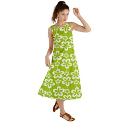 Lime Green Flowers Pattern Summer Maxi Dress by GardenOfOphir