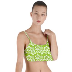 Lime Green Flowers Pattern Layered Top Bikini Top  by GardenOfOphir