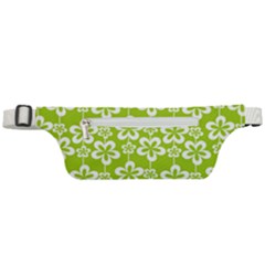 Lime Green Flowers Pattern Active Waist Bag by GardenOfOphir