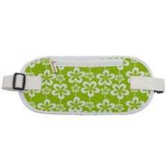 Lime Green Flowers Pattern Rounded Waist Pouch by GardenOfOphir