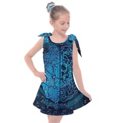 Artificial Intelligence Network Blue Art Kids  Tie Up Tunic Dress