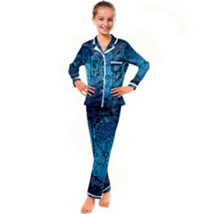 Artificial Intelligence Network Blue Art Kid s Satin Long Sleeve Pajamas Set by Semog4