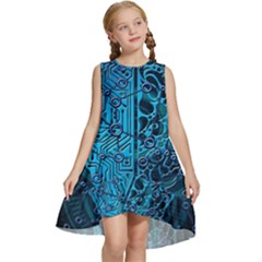 Artificial Intelligence Network Blue Art Kids  Frill Swing Dress