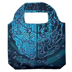 Artificial Intelligence Network Blue Art Premium Foldable Grocery Recycle Bag by Semog4