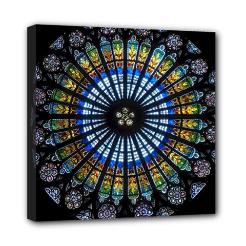 Mandala Floral Rose Window Strasbourg Cathedral France Mini Canvas 8  X 8  (stretched) by Semog4