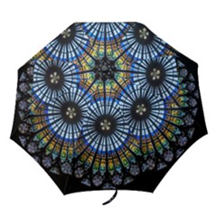 Mandala Floral Rose Window Strasbourg Cathedral France Folding Umbrellas by Semog4