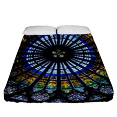 Mandala Floral Rose Window Strasbourg Cathedral France Fitted Sheet (queen Size) by Semog4