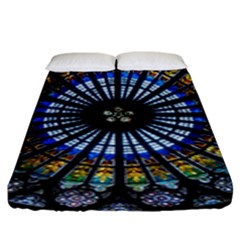 Mandala Floral Rose Window Strasbourg Cathedral France Fitted Sheet (king Size) by Semog4