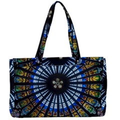 Mandala Floral Rose Window Strasbourg Cathedral France Canvas Work Bag by Semog4