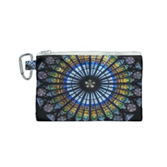 Mandala Floral Rose Window Strasbourg Cathedral France Canvas Cosmetic Bag (small) by Semog4
