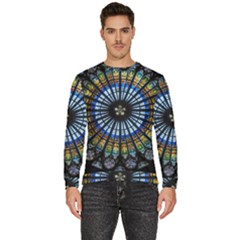 Mandala Floral Rose Window Strasbourg Cathedral France Men s Fleece Sweatshirt