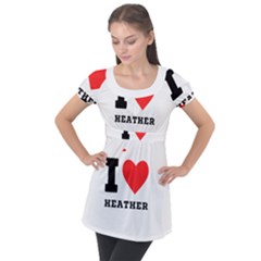 I Love Heather Puff Sleeve Tunic Top by ilovewhateva