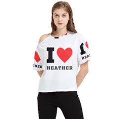 I Love Heather One Shoulder Cut Out Tee by ilovewhateva