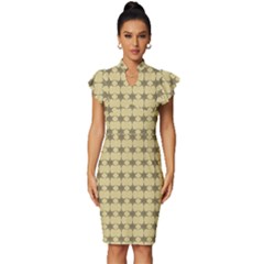 Pattern 145 Vintage Frill Sleeve V-neck Bodycon Dress by GardenOfOphir