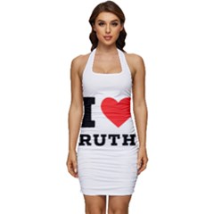 I Love Ruth Sleeveless Wide Square Neckline Ruched Bodycon Dress by ilovewhateva