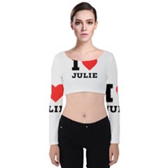 I Love Julie Velvet Long Sleeve Crop Top by ilovewhateva