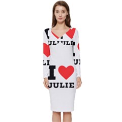 I Love Julie Long Sleeve V-neck Bodycon Dress  by ilovewhateva