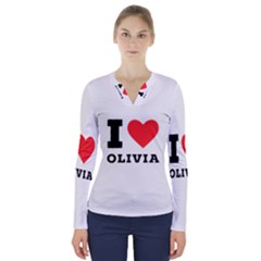 I Love Olivia V-neck Long Sleeve Top by ilovewhateva