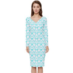 Pattern 198 Long Sleeve V-neck Bodycon Dress  by GardenOfOphir