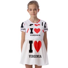 I Love Virginia Kids  Short Sleeve Pinafore Style Dress by ilovewhateva