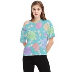 Jellyfish Animal Translucent One Shoulder Cut Out Tee