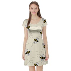 Insects Bees Digital Paper Short Sleeve Skater Dress