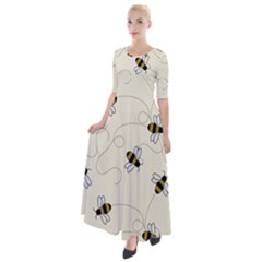 Insects Bees Digital Paper Half Sleeves Maxi Dress