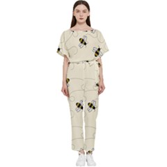 Insects Bees Digital Paper Batwing Lightweight Chiffon Jumpsuit