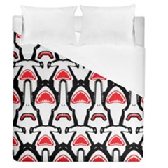 Hammerhead Shark Pattern Bg-red Duvet Cover (queen Size) by Giving