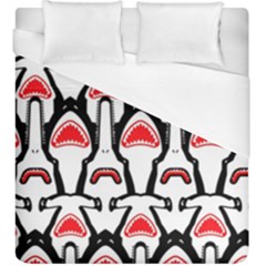 Hammerhead Shark Pattern Bg-red Duvet Cover (king Size)