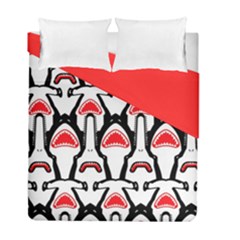 Hammerhead Shark Pattern Bg-red Duvet Cover Double Side (full/ Double Size)