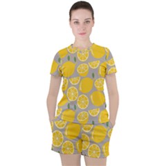 Lemon Background Lemon Wallpaper Women s Tee And Shorts Set