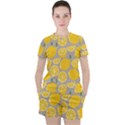 Lemon Background Lemon Wallpaper Women s Tee and Shorts Set View1