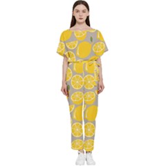 Lemon Background Lemon Wallpaper Batwing Lightweight Chiffon Jumpsuit by Semog4