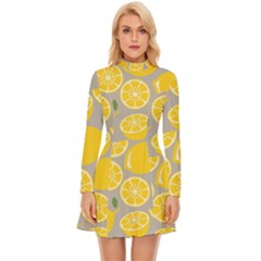Lemon Background Lemon Wallpaper Long Sleeve Velour Longline Dress by Semog4
