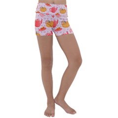 Pumpkin Tea Cup Pie Dessert Kids  Lightweight Velour Yoga Shorts