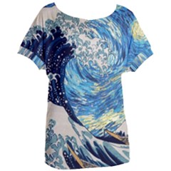 Starry Night Hokusai Vincent Van Gogh The Great Wave Off Kanagawa Women s Oversized Tee by Semog4