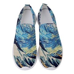 Starry Night Hokusai Vincent Van Gogh The Great Wave Off Kanagawa Women s Slip On Sneakers by Semog4