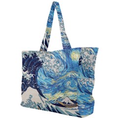 Starry Night Hokusai Vincent Van Gogh The Great Wave Off Kanagawa Simple Shoulder Bag by Semog4