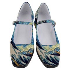 Starry Night Hokusai Vincent Van Gogh The Great Wave Off Kanagawa Women s Mary Jane Shoes by Semog4