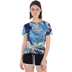 Starry Night Hokusai Vincent Van Gogh The Great Wave Off Kanagawa Open Back Sport Tee by Semog4