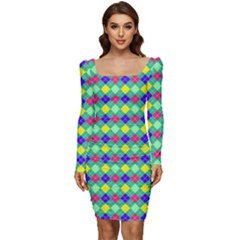 Pattern 250 Women Long Sleeve Ruched Stretch Jersey Dress