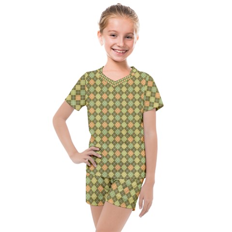 Pattern 251 Kids  Mesh Tee And Shorts Set by GardenOfOphir