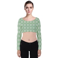 Pattern 298 Velvet Long Sleeve Crop Top by GardenOfOphir