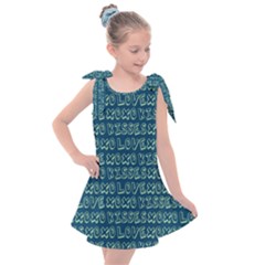 Navy Love Kisses Kids  Tie Up Tunic Dress by GardenOfOphir