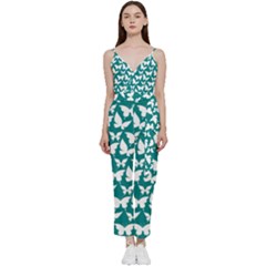 Pattern 329 V-neck Spaghetti Strap Tie Front Jumpsuit by GardenOfOphir