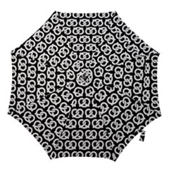 Black And White Pretzel Illustrations Pattern Hook Handle Umbrellas (medium) by GardenOfOphir