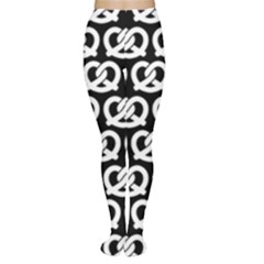 Black And White Pretzel Illustrations Pattern Tights by GardenOfOphir